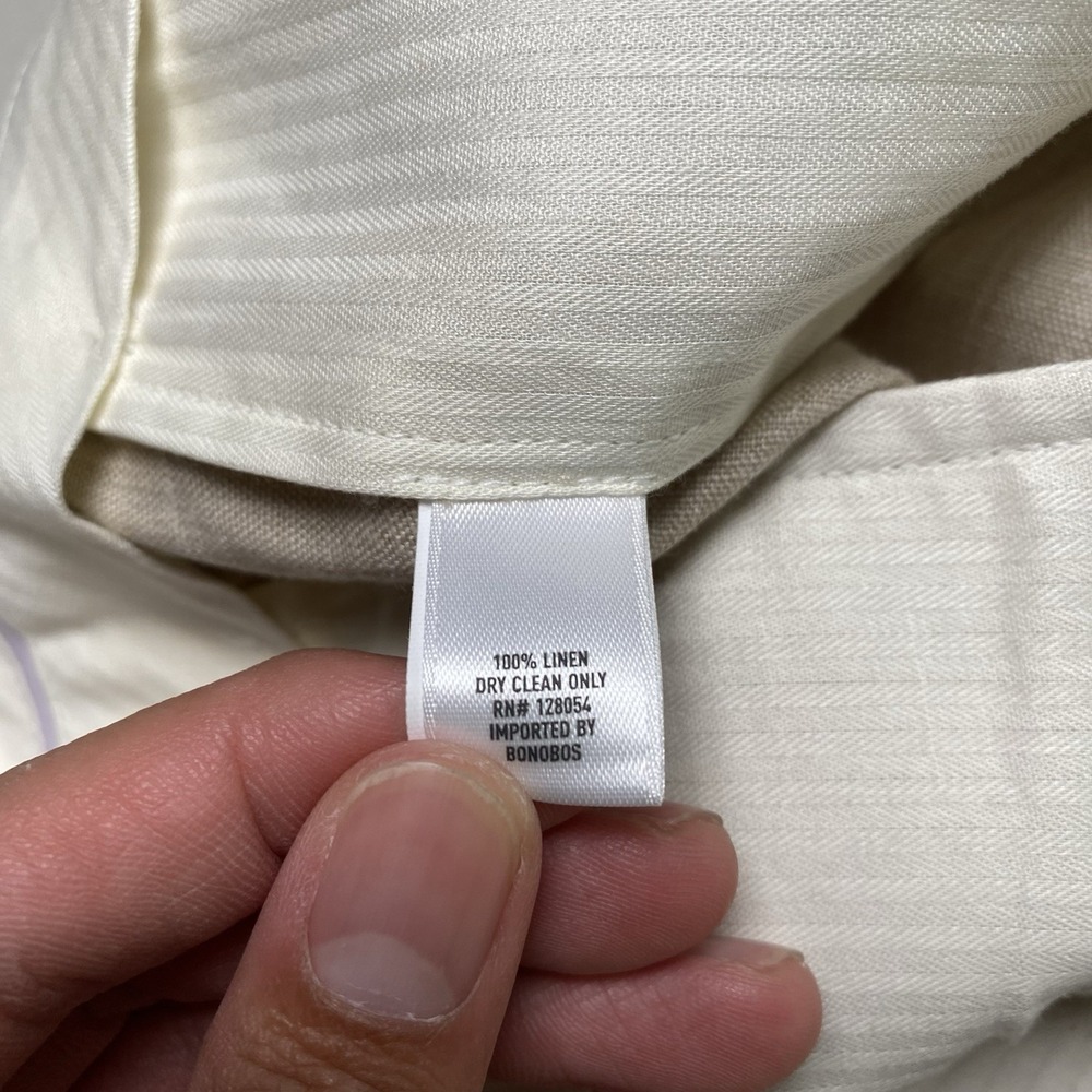 Bonobos Linen Pants 29x34 Slim Guabello Legend Flat Front Ivory Beige - Picture 15 of 16